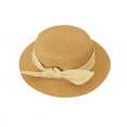 thumbnail image 3 of Girls Straw Hat Beach Hat Sun Protection Hat Wide Brim Simple And Sweet Bow Tie Ribbon Decoration Summer Girls Dome Hat, 3 of 5