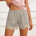 thumbnail image 7 of Shorts Culotte for Women Elastic Waist Satin Lace Hem Loose Fit Lightweight Pettipants Pajama Shorts, 7 of 7