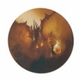 thumbnail image 1 of Fantasy Mouse Pad for Computers, Calling of the Dragon Magician for Evil Powers of the Universe Artwork Print, Round Non-Slip Thick Rubber Modern Gaming Mousepad, 8" Round, Orange Brown, by Ambesonne, 1 of 2