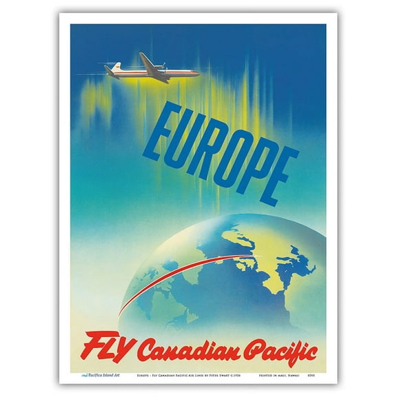 Europe - Fly Canadian Pacific Air Lines - Vintage Airline Travel Poster by Peter Ewart c.1956 - Master Art Print (Unframed) 9in x 12in