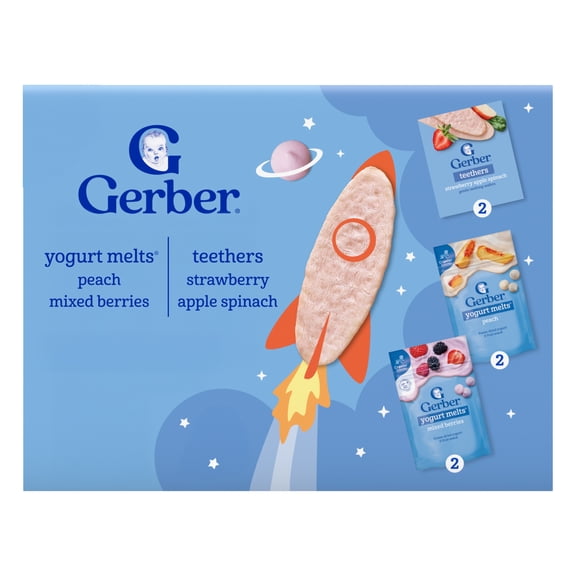 Gerber Stage 3 Baby Snacks Discovery Pack, Yogurt Melts, Teething Wafers, 6PK 7.4 oz