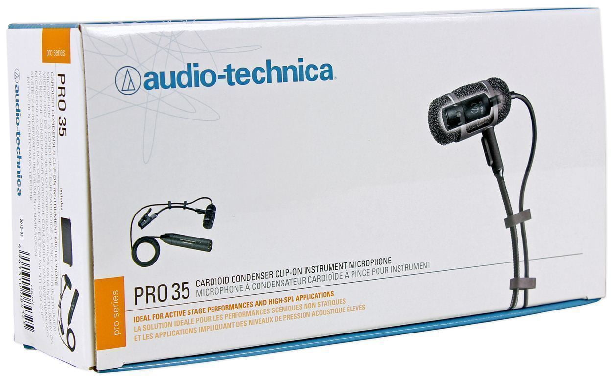 Audio Technica PRO 35 Condenser Clip-On Instrument Microphone Mic +  Headphones