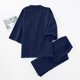 thumbnail image 4 of Hombres Casual Sólido Cordones Cardigan Pijamas Algodón Crepe Recortada Manga Pantalones Loungewear Set Pompotops qyievc6986, 4 of 8