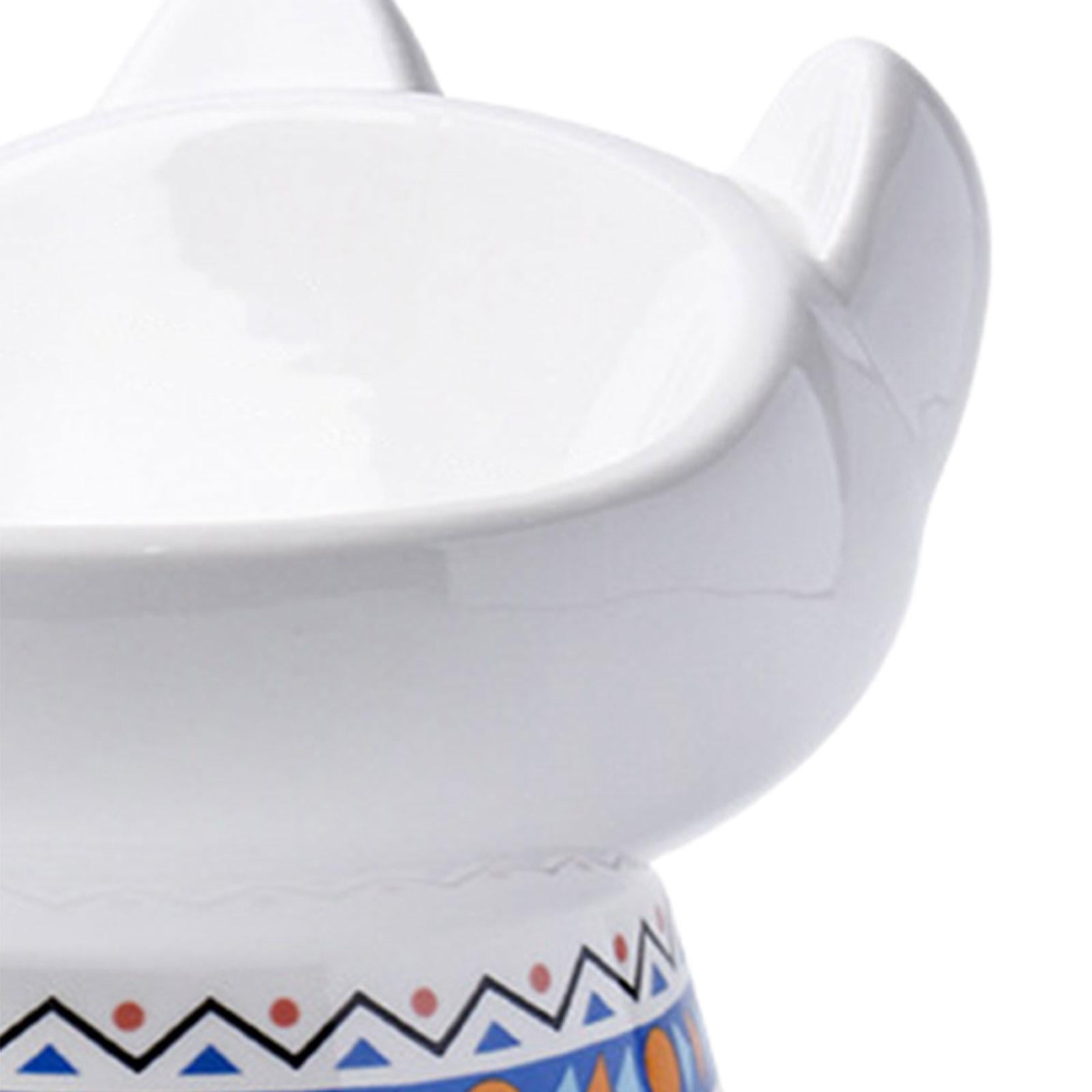 Single Bowl for Cat Dog Elevated Bowl Water Food Feeder Watering Dish Drinking Non Slip Container Ceramic Bowl Neck Protective Bowl for Cats Blue