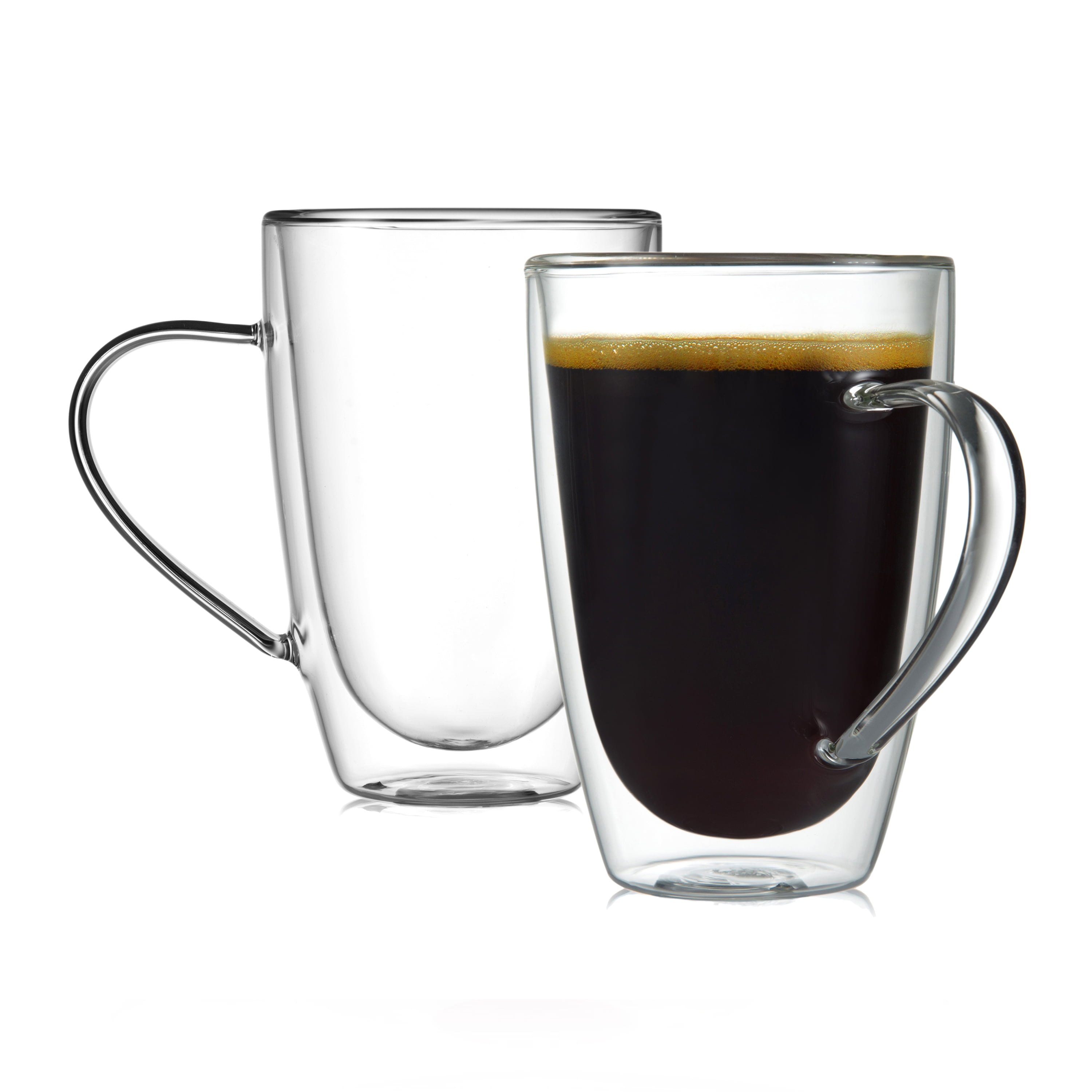 DEOUNY 450ml Coffee Mug Large Clear Jumbo Glass With Double Wall