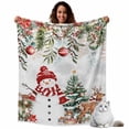 thumbnail image 5 of Throw Blanket Fleece Throw Blanket 40x50in, Christmas Snowman Xmas Ball Elk Soft Lightweight Bed Blankets Pine Tree Poinsettia Berry Snow Fuzzy Couch Blankets for All Season, 5 of 9