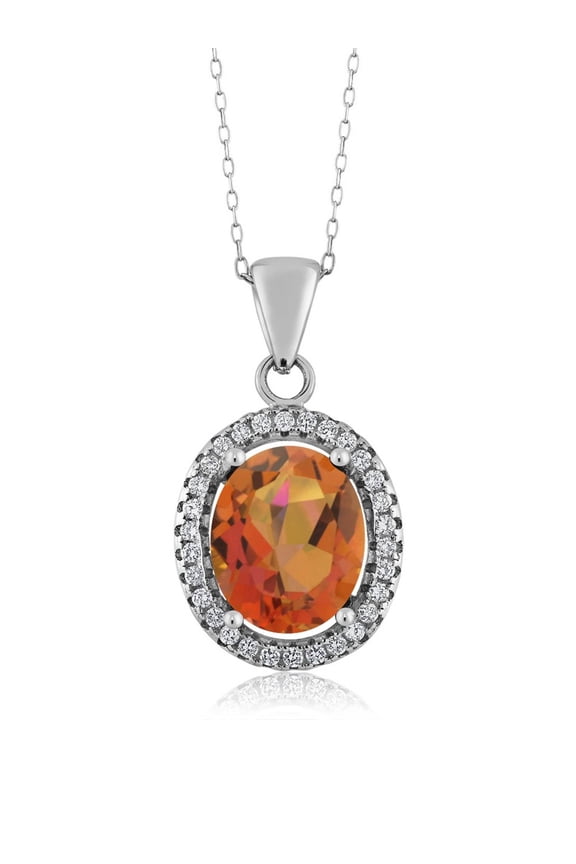 4.00 Ct Oval Twilight Orange Mystic Quartz 925 Sterling Silver Pendant