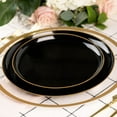 thumbnail image 3 of (10 PACK) EcoQuality 8.6" inch Round Black Plastic Plates with Gold Rim Design - Disposable China Like Party Plates, Heavy Duty Salad Plates, Dinner Plate, Dessert, Wedding, Serveware, 3 of 3