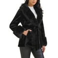 thumbnail image 4 of Women's Faux Fur Coat Winter Lapel Shaggy Warm Fluffy Jacket with Pockets S Black, 4 of 6