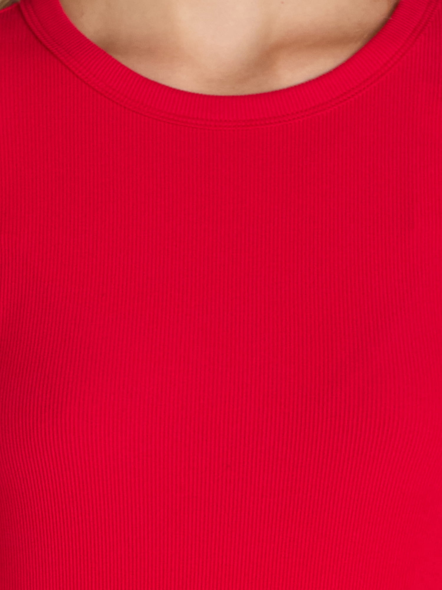 No Boundaries Ribbed Crewneck Tee with Long Sleeves, 1 or 2-Pack, Women's & Women's Plus XXS-XXL