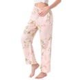 thumbnail image 1 of Pantalones de lounge para mujeres INSPIRE CHIC con patrón de flores y puntos, pantalones de pierna ancha, cintura elástica con bolsillo, pijama de noche M amarillo, 1 of 6
