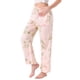 thumbnail image 1 of Pantalones de lounge para mujeres INSPIRE CHIC con patrón de puntos florales, pantalones de pierna ancha, cintura elástica con bolsillo, pijama de noche color amarillo, 1 of 6