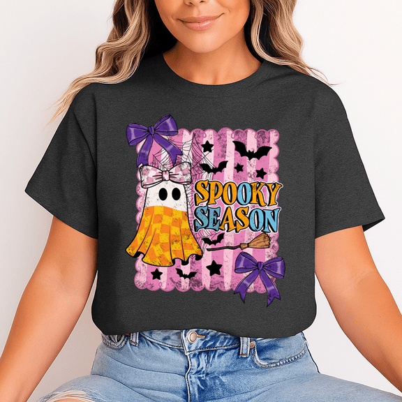 Halloween "Spooky Season" Ghost T-Shirt – Cute Candy Corn Ghost Graphic Tee, Unisex Casual Crew Neck