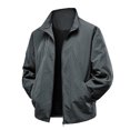 thumbnail image 2 of WTOBBY Men's Stand Collar Windbreaker Jacket, Lightweight Water-Resistant Casual Coat, Thin Layer for Outdoor Protection and Everyday Style,Dark Gray L, 2 of 4