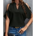 thumbnail image 2 of Women's V-neck Temperament Fashion Strapless Sleeve Top, 2 of 3