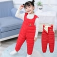 thumbnail image 2 of Child Kids Toddler Toddler Baby Boys Girls Cute Cartoon Letter Jumpsuit Cotton Wadded Thicken Suspender Snow Bib Ski Pants Overalls Trousers Outfit Clothes Baby Boys Snowsuit Just One, 2 of 5