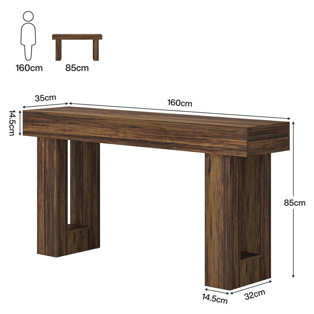 Barara King Console Table, Entryway Table, Console Sofa Table, Display Shelf,63-Inch Console Table, Farmhouse Wooden Sofa Table Entryway Table, Rustic Brown