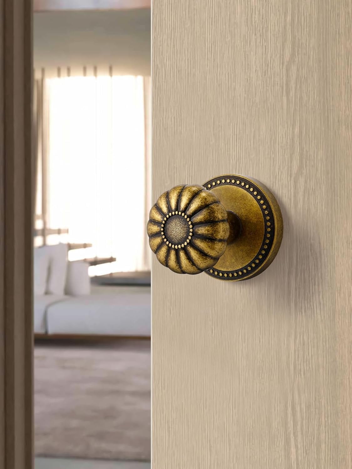 Antique Brass Door Knob Dummy Door Knobs Interior Dummy Door Handle Single Sided Decorative,Zinc Alloy 2 Pack