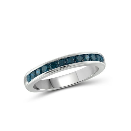Blue Diamond Band Ring - JewelersClub 1/2 Carat T.W. Round-cut Blue Diamond Sterling Silver Band Ring
