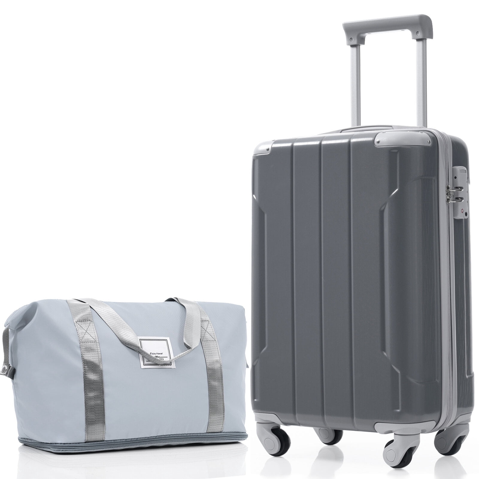 Hardside Suitcase, 20 Inch Carry On Luggage Set 3 Piece with Spinner Wheels, Lightweight Hardshell ABS Suitcase for Weedend Getaways, Business Travel, Cool Gray Hardside Luggage