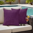 thumbnail image 4 of Purple Burlap Texture Outdoor Waterproof Pillow Covers, Farmhouse Vintage Purple Decorative Square Throw Pillowcase Sofa Cushion Sham for Patio/Couch/Chair, 26"x26" 2 Pack, 4 of 8