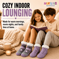 thumbnail image 6 of Girls Shortie Cabin Socks, 2 Pack, Soft Sole Sweater Knit with Silicone Grippers, PURPLE, S/M, 6 of 8