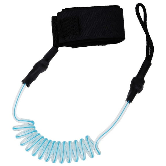 Padded Ankle Strap Leg Rope, TPU Elastic Foot Rope Leash Ankle Stretchable for Paddle Board Surfboard All Water Sport Surfboard Transparent blue core