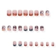thumbnail image 4 of Halloween Press On Nails Short French Tip Fake Set, Orange Black Glossy False Nails, 24Pcs Reusable Full Cover Kit for Party Costume Daily Wear Women Girls, 4 of 6
