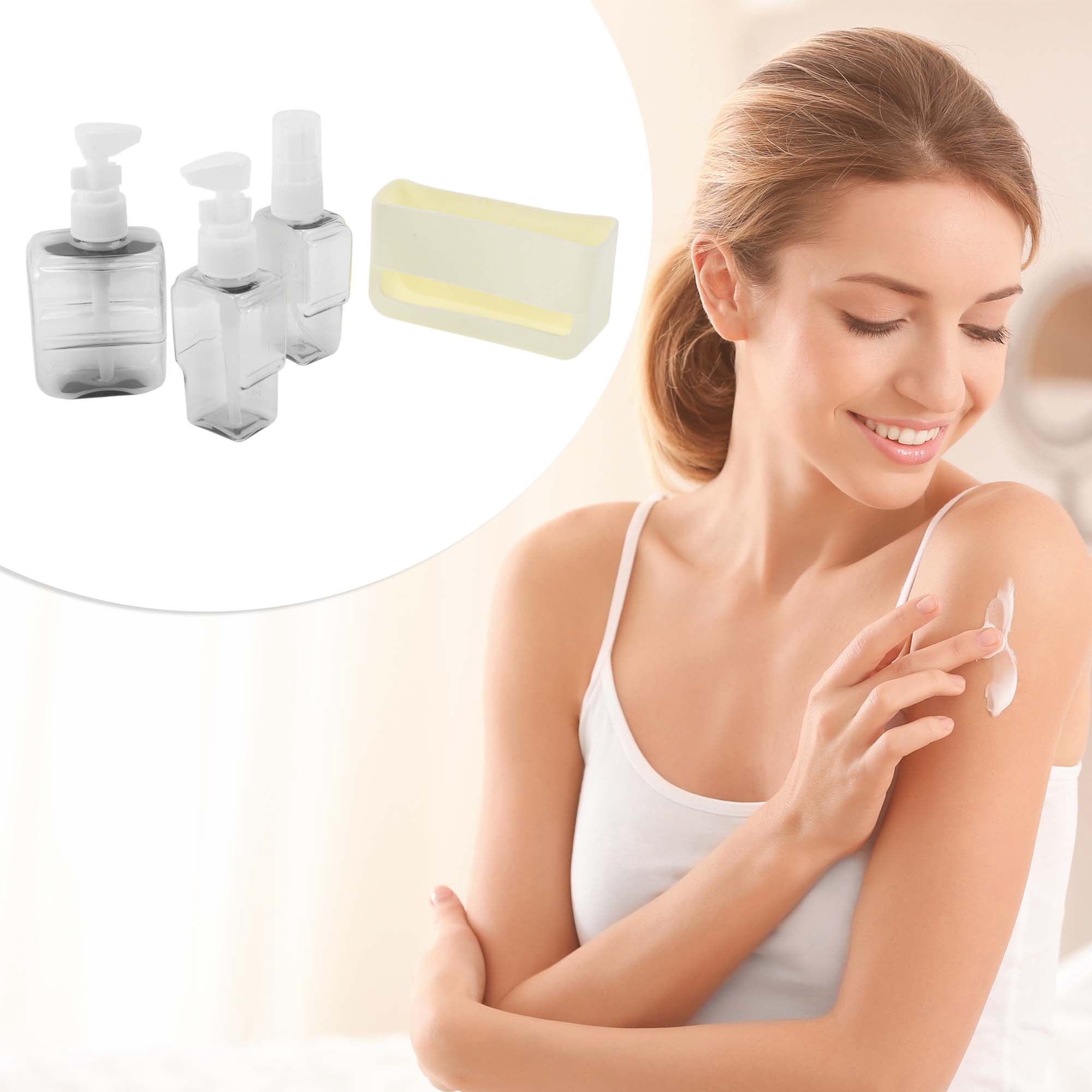 Unique Bargains Set of 3 Convenient Travel Containers Beige