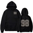 thumbnail image 2 of HAYIMI Women Leopard Number 98 Print Sweatshirt Oversized Hoodie Loose Long Sleeve Pullover with Drawstring Pocket Vintage Graphic Hooded Tops for Fall Winter Daily Walking, 2 of 3