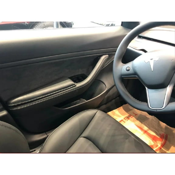 Tesla Model 3, Y Door Panel Armrest Elbow Pad, Black Leather
