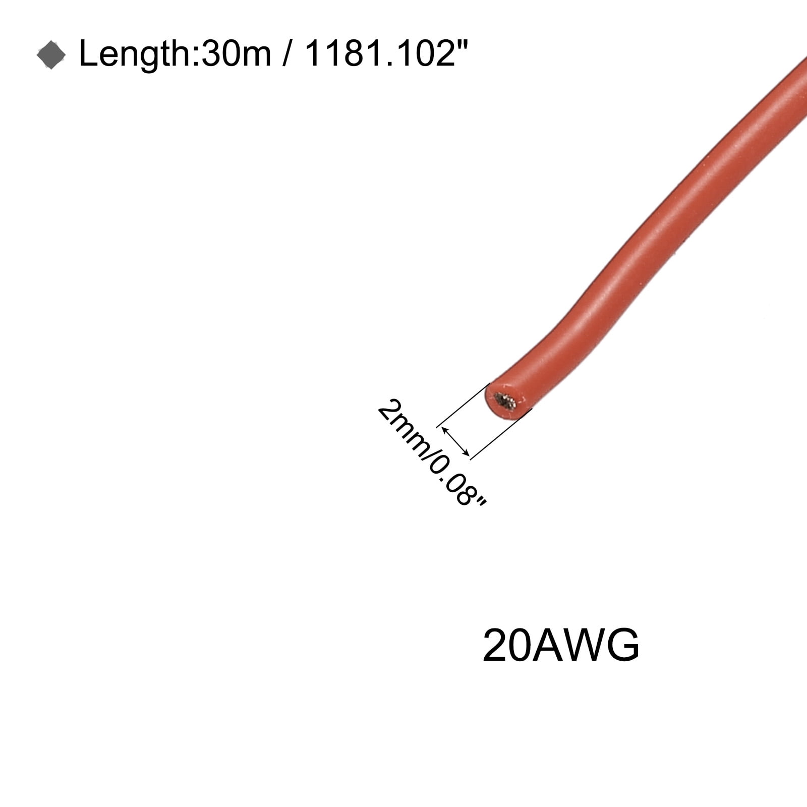 Silicone Wire 20AWG 20 Gauge Flexible Tinned Copper Standard High-Temperature Hookup Wire Brown 30m/98ft