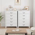 thumbnail image 4 of Commode Haute Blanche à 5 Tiroirs - Armoire de Rangement en Bois Style Ferme Moderne pour Chambre, Entrée, Couloir, Chambre de Bébé - Organisateur de Garde-Robe Autoportant, Couleur : Blanc, 4 of 7