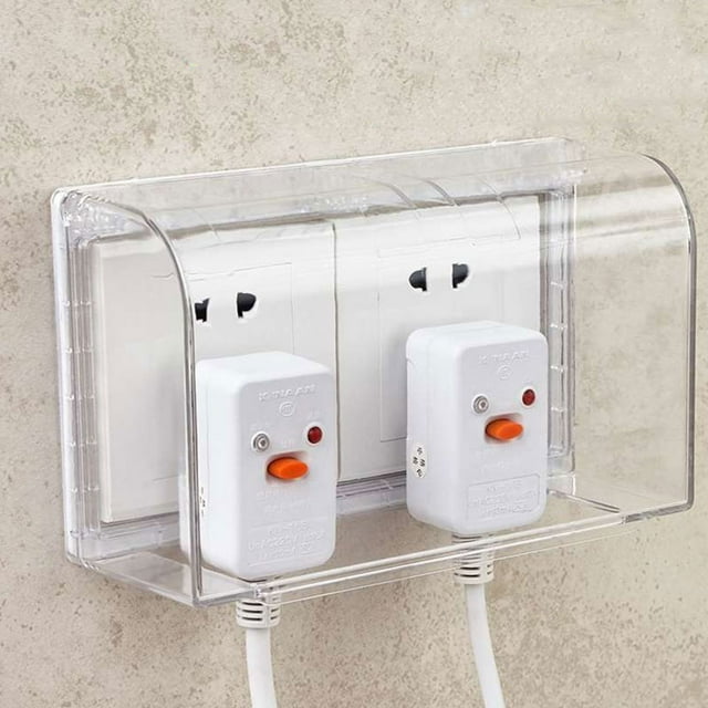 OULII 2Pcs Jourad Waterproof Wall Socket Cover Transparent for Household Users Adhesive Type