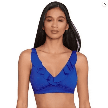 Ralph Lauren Royal Blue Beach Club Solids Ruffle Underwire Bikini Top Size 8