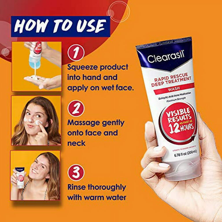 Clearasil Rapid Rescue Deep Treatment Wash Normal to Oily Skin 6.78 fl oz Pack of 2