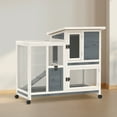 thumbnail image 2 of Rabbit Cage Indoor & Outdoor Rabbit Hutch Weatherproof Bunny Guinea Pig  Chicken Coop w/ Wheel & Tray, Blue, 2 of 8