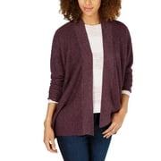 Style & Co. Womens Petite Ribbed Cardigan, Plum, Petite/Small