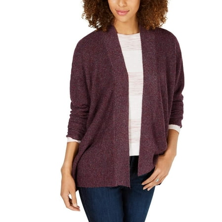 Style & Co. Womens Petite Ribbed Cardigan, Plum, Petite/Small