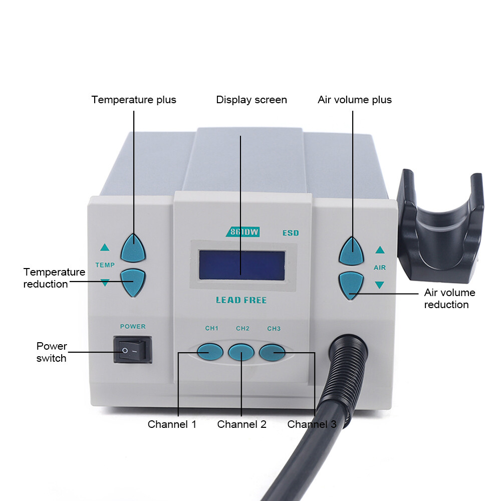 1000W Corded Electric Hot Air Rework Station with LCD Display, Digital Hot Air Heat Gun AC 110V