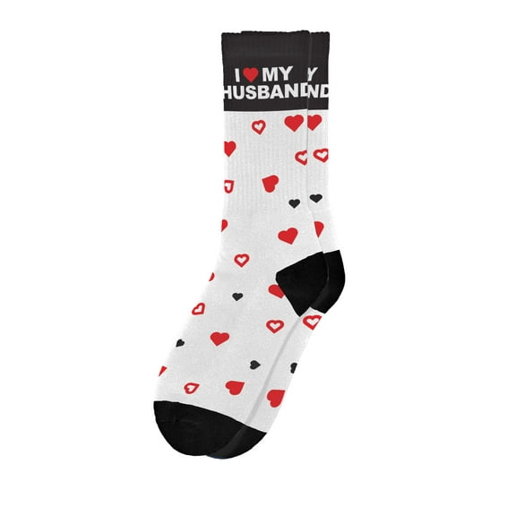 Sillies Sock I Love My Husband Socks - Funny Novelty Unisex Sock Set, Woven Art, Fun Unique Patterns And Designs