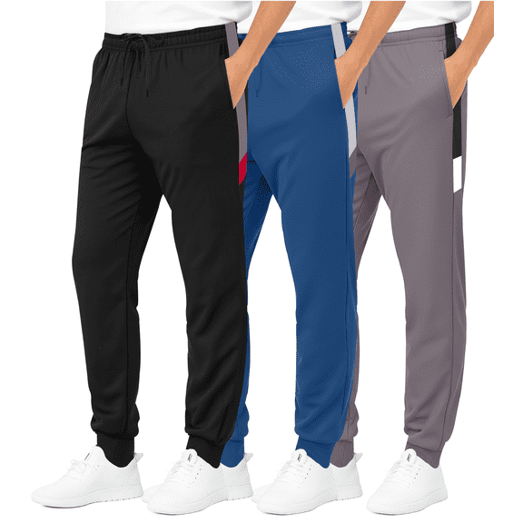 3 Pack Boys' Tricot Joggers Athletic Sweatpants Pants Sports Kids Pockets