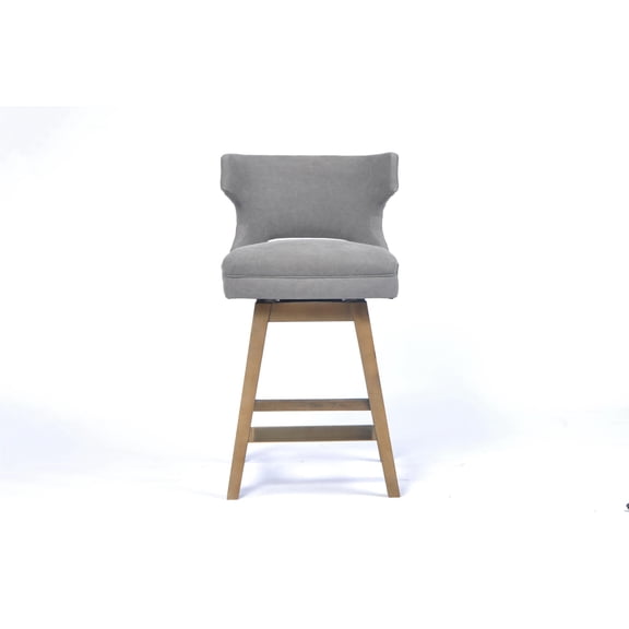 Delmaria Fabric Wingback Foot rest  26-inch Swivel Counter Stool In Gray