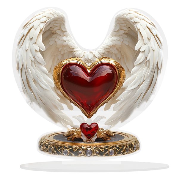 Preciosa Decoración De Ángel Con Corazón Rojo, Con Detalles Finos Y Elegantes, Envuelta En Elegante Material Acrílico De Estilo Boho. 1 Unidad.