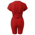 thumbnail image 3 of PEASKJP Women's Summer Shorts Sets Women's Waffle Shirt and Shorts Set 2 Piece Outfits Casual Summer Tracksuits Set (Red,L), 3 of 5