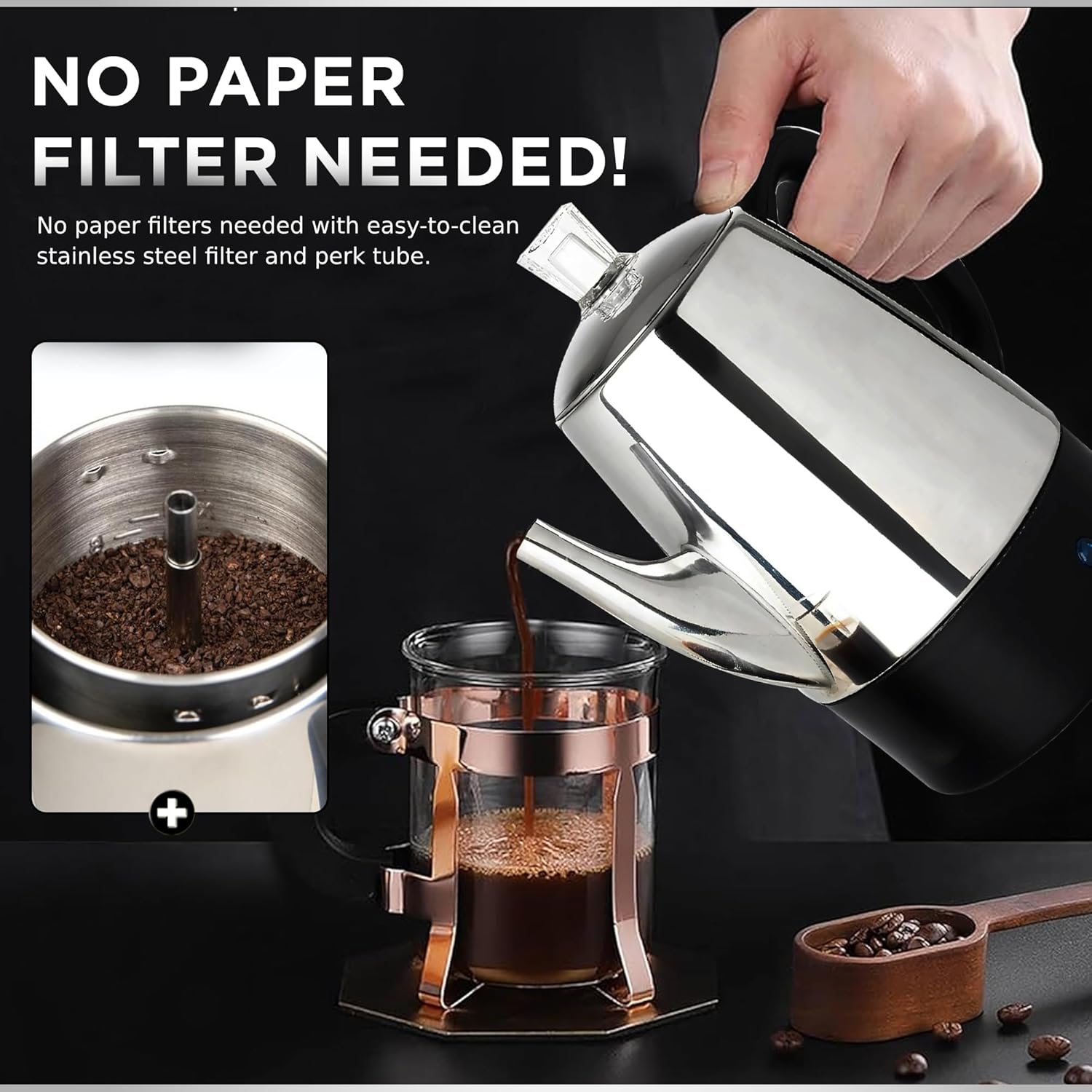 Mixpresso 10-Cup Electric Percolator, Stainless Steel photo 7