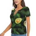 thumbnail image 2 of Wukai Fresh Avocados Casual V-Neck Graphic Tees for Women: Lightweight and Breathable Summer Tops with Stylish Design-Medium, 2 of 8