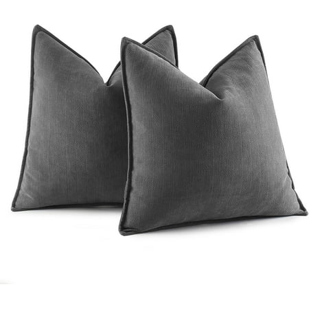 

MIULEE Pack of 2 Dark Grey Decorative Pillow Covers 16x16 Inch Soft Chenille Couch Throw Pillows Farmhouse Cushion Covers with Elegant Design for Sofa Bedroom Living Room Home Decor