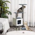 thumbnail image 2 of PawHut Cat Tree Cat Condo with Scratching Post Grey 47", 2 of 10