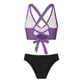 thumbnail image 5 of Women's High Waisted Bikini Sets Two Piece Swimsuit Tummy Control Bathing Suit V Neck Swimwear Swim Suit Purple S(S), 5 of 6